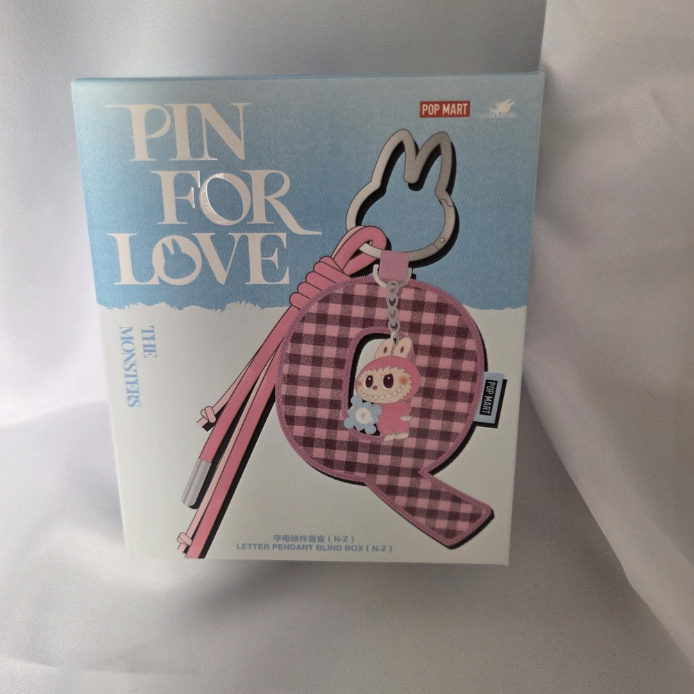 Authentic Pop Mart Labubu The Monsters Pin‎ for Love Series "Q” Letter Pendant
